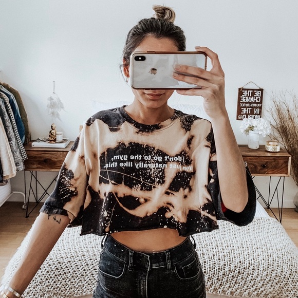 black bleached crop top